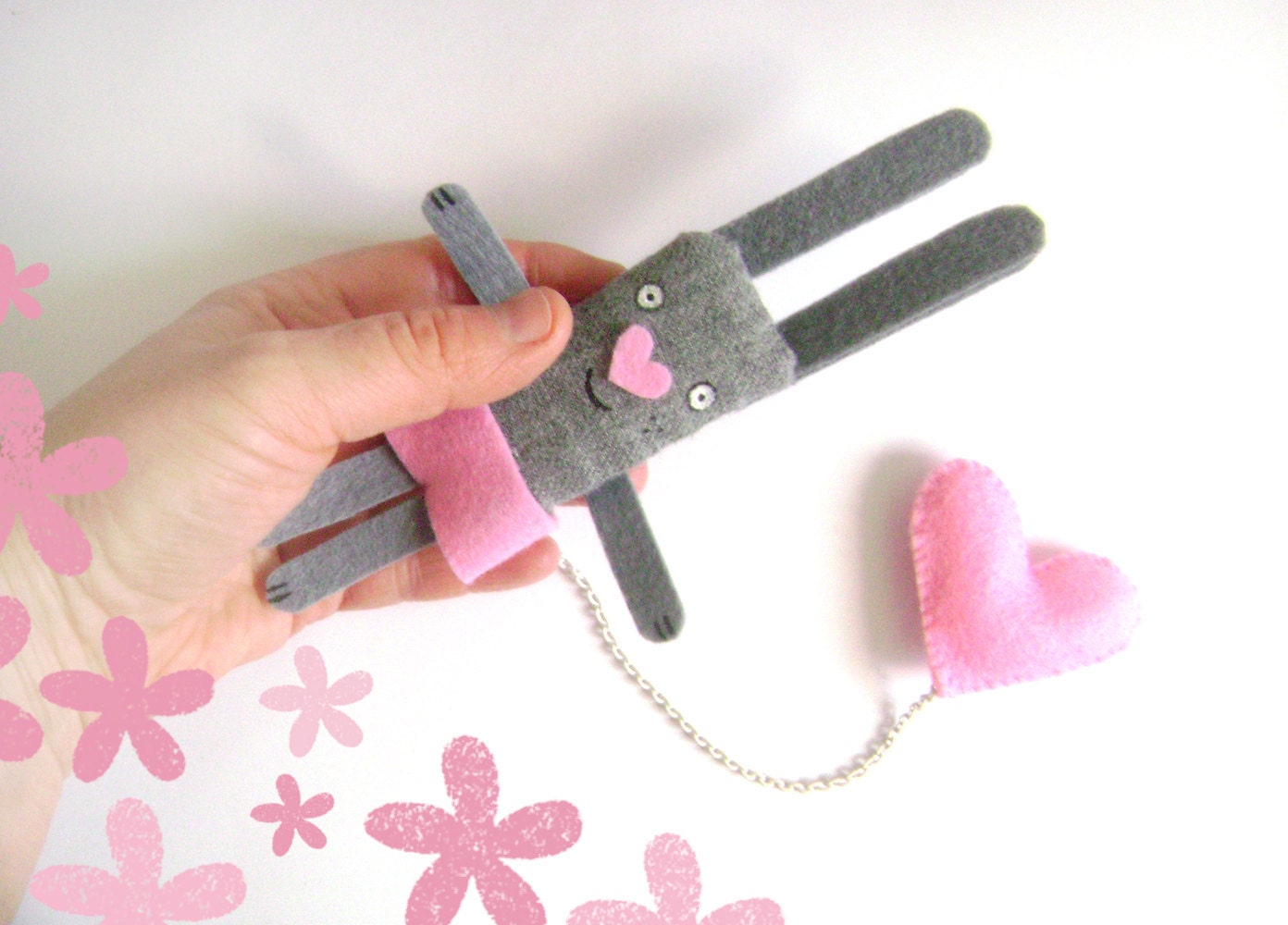 Bunny Brooch - I have a Pink Heart