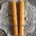 Beeswax Candles Tapers Set of Two with Honeybee Embellishment