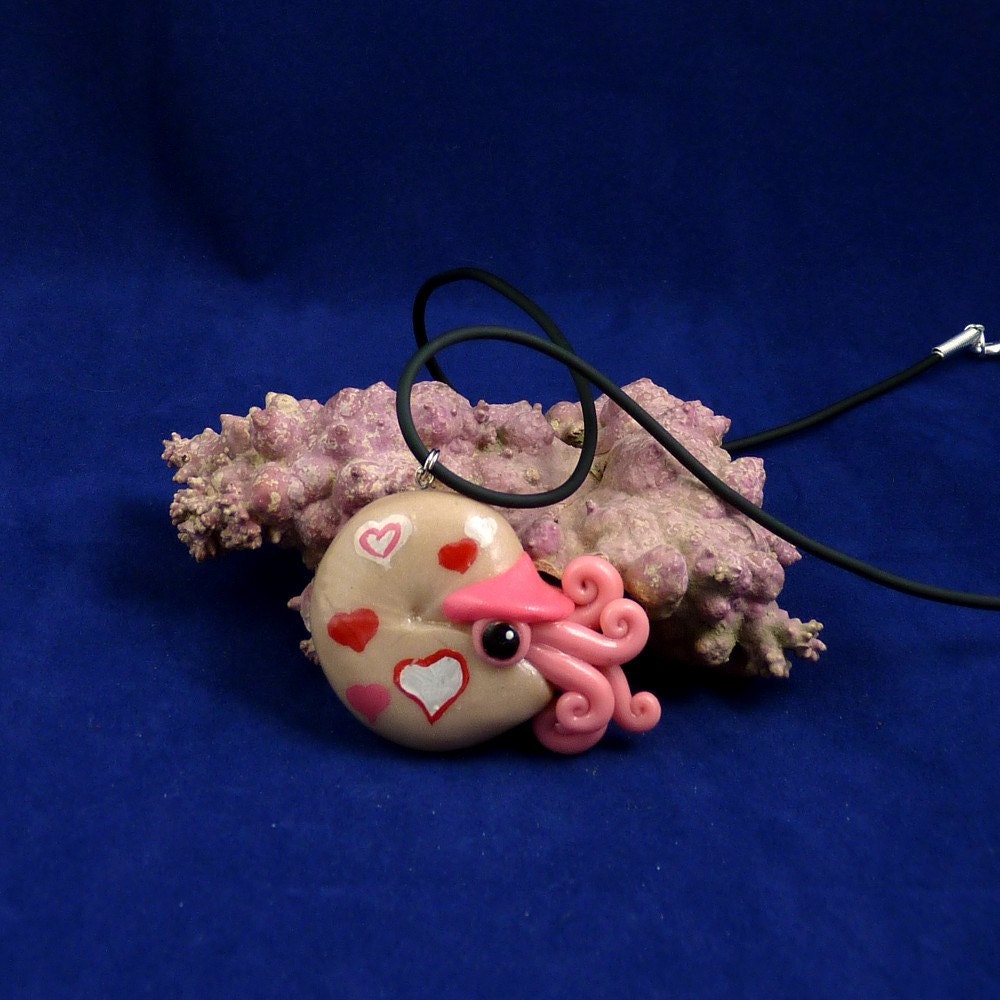 Nautilus Love Necklace - Handmade Polymer Clay Kawaii Jewelry