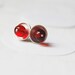 Sterling silver and red glass pearl earring studs "Les géométriques" Nro 6