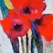 Mixed Media Painting Red Flowers affordable art original contemporary fine art progressive intuitive modern