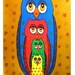 Owl-Group..... original painting, acrylic on paper, 9,3x6,5", 23,5x16,5 cm, fantasy, abstract, owls, bird
