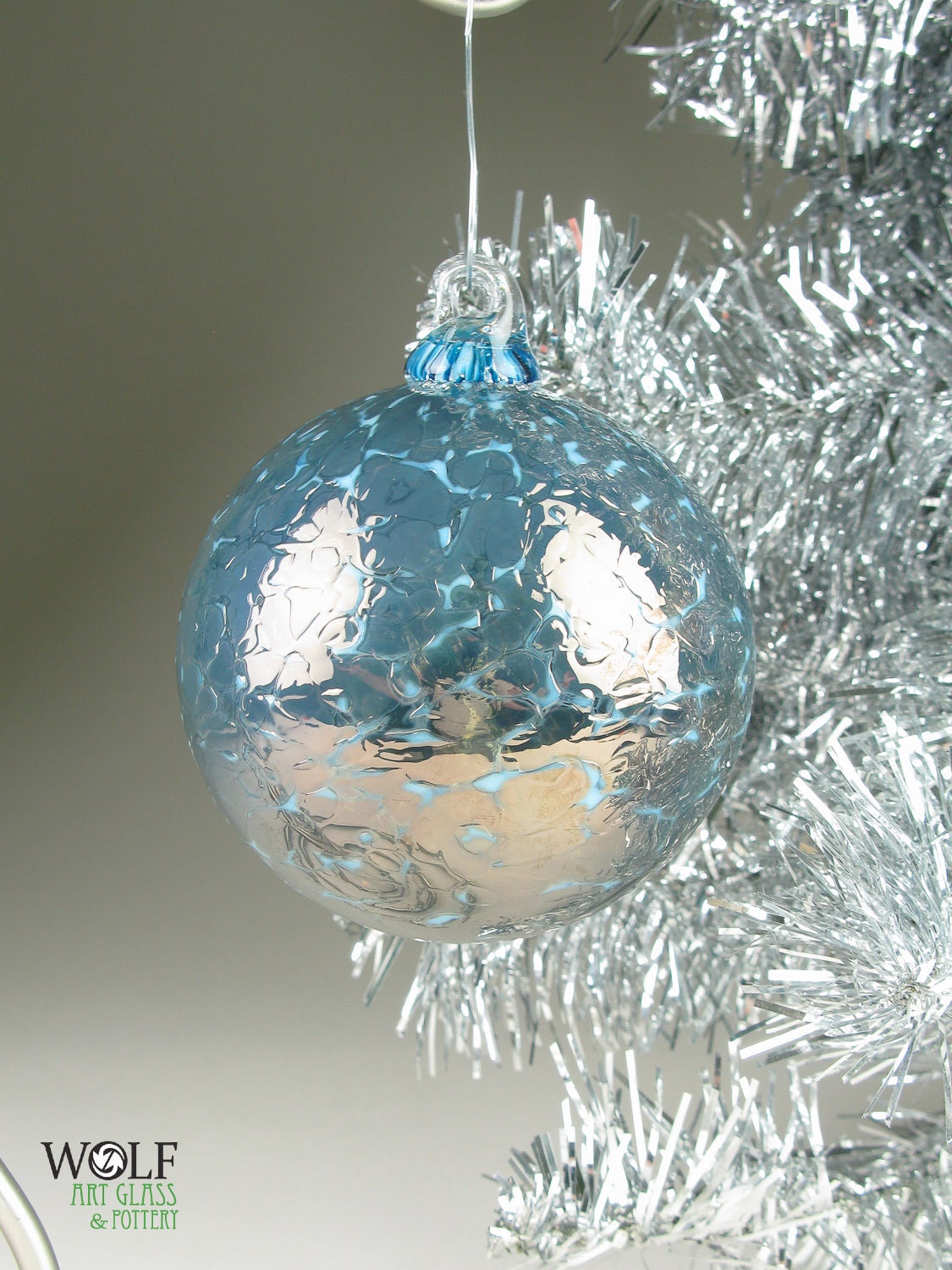 Blown Glass Christmas Ornament Suncatcher Deep Teal Smoke Blown Glass Christmas Ornament Suncatcher Deep Teal Smoke