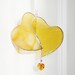Stained Glass Heart Valentine Heart Gold Yellow Suncatcher w/ Swarovski Topaz Crystal Heart & Fuschia Crystal Cube 50th Anniversary