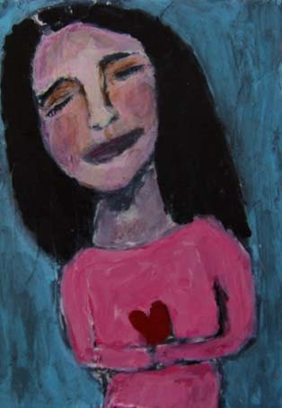 She Found Love No. 4 - original mixed media 5x7 painting