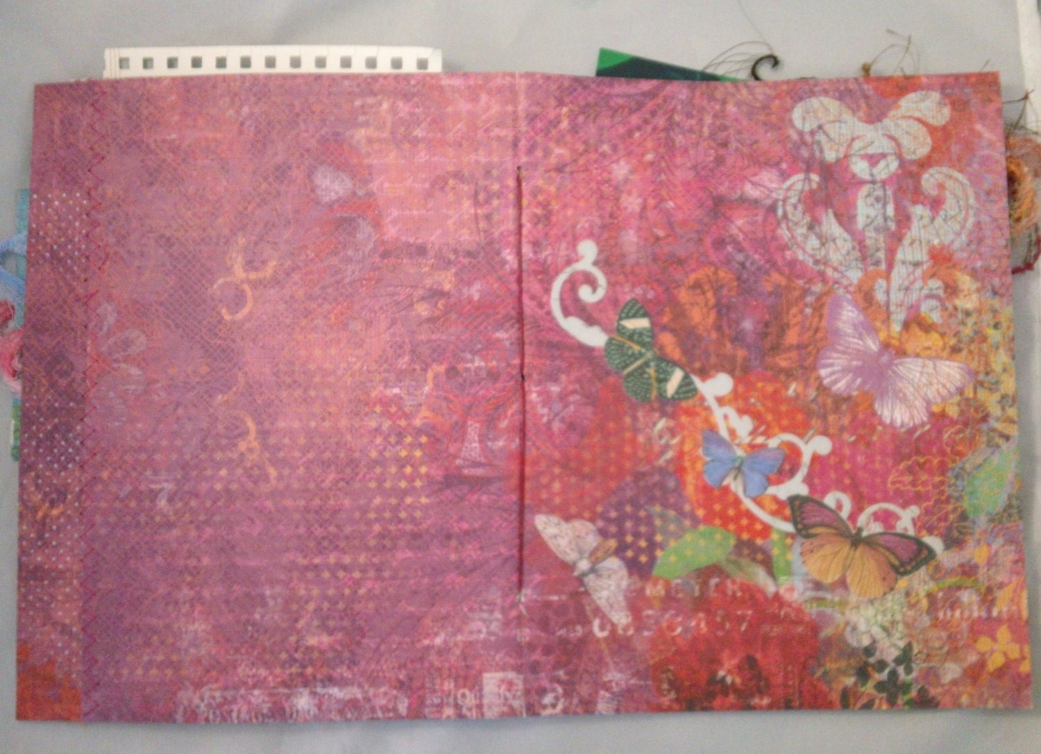 12 page scrap folk art handmade  travel art journal butterflies, birds, ladies and much more