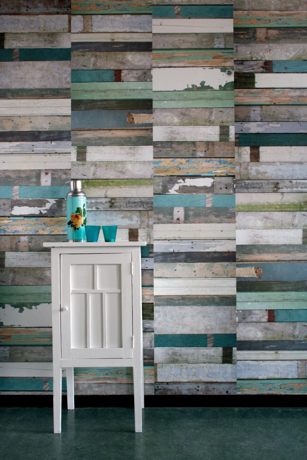Scrapwood Wallpaper Green
