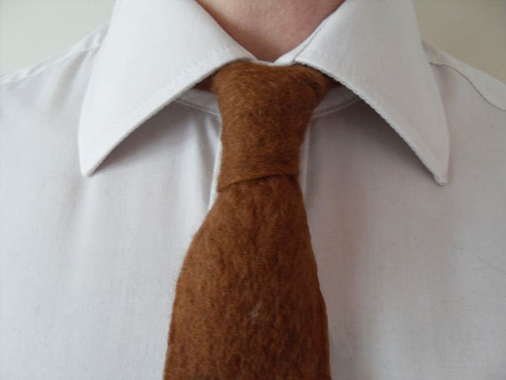 Mens Ties Neck Tie handmade wool necktie Skinny Tie Brown, Chocolate- Ideal gift for him Man Men Dad under 25
