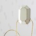 wood Diamond necklace. geometric jewelry. white faceted pendant. gold plated snake chain. modern minimalist
