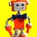 Robot Wedding Cake Topper - Orange Groom Blue Bride - Ready to Ship - Clay, Paint, Wire