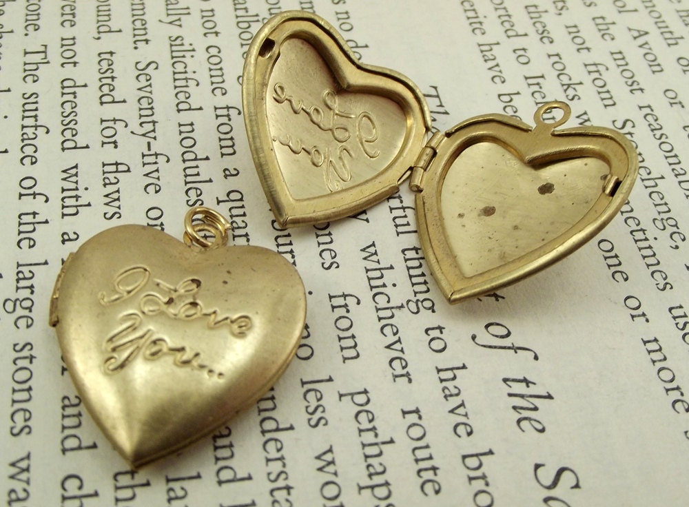 Vintage brass I Love You lockets