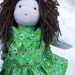 Waldorf doll 18"-16" - green dress with small flowers