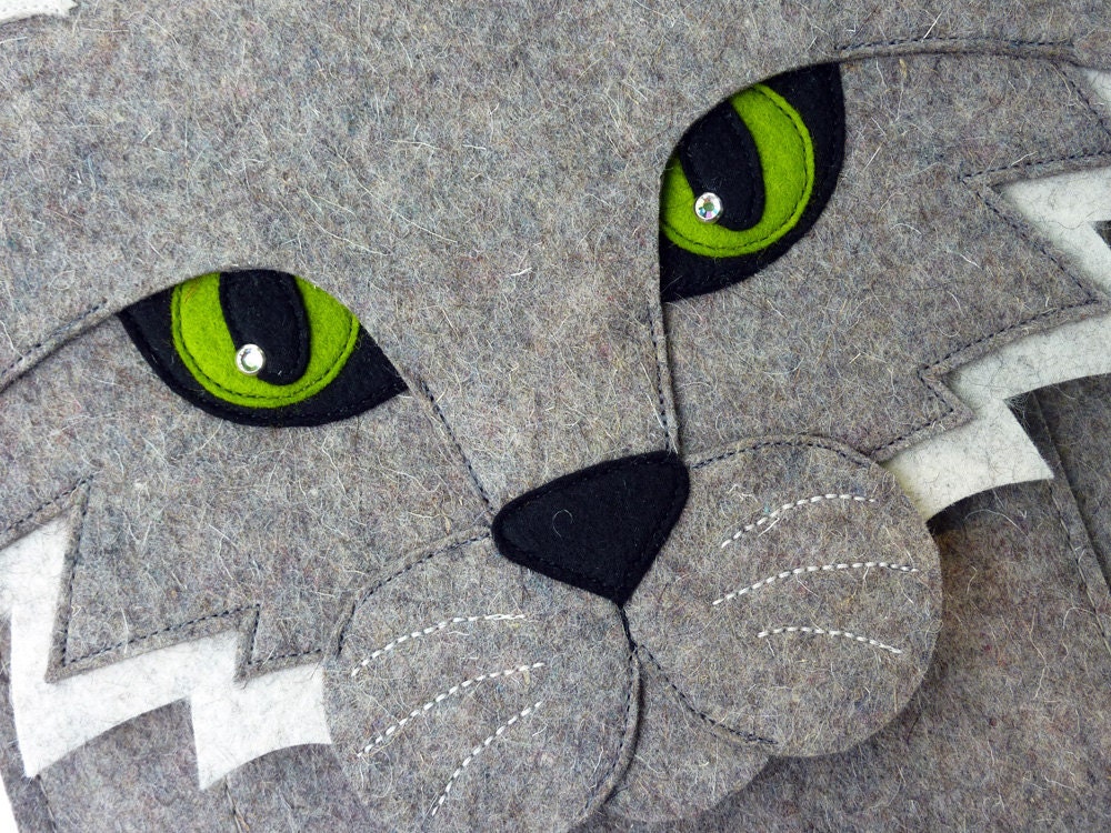 Cat MacBook Pro 13 inch sleeve - Gray felt - MADE TO ORDER