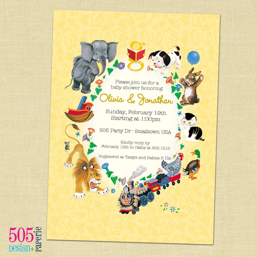 Golden Books Single Sided Invitation - Printable Baby Shower Invitation