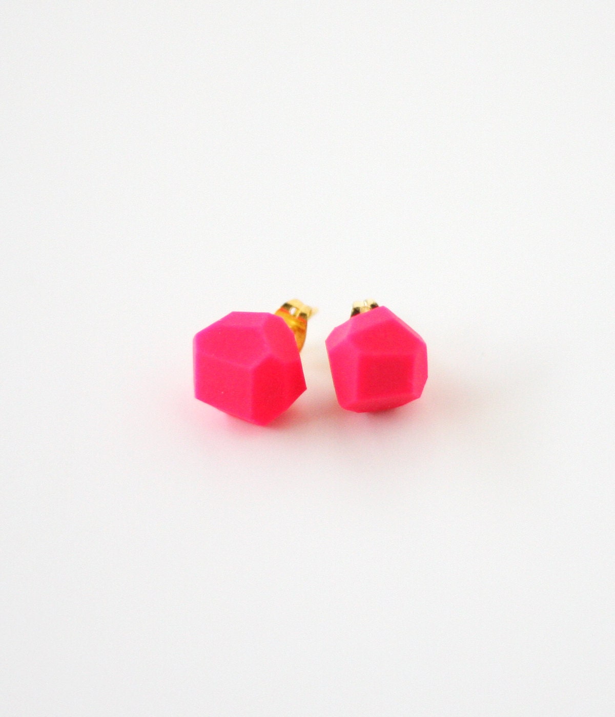 neon pink geo earrings