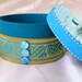Turquoise Blue Decorative Wooden Box Victorian Elegance