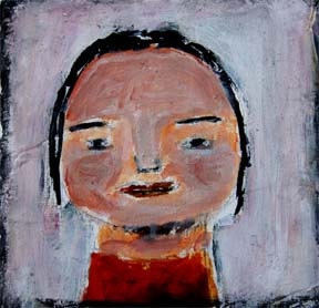 Flora - original mixed media 4x4 painting
