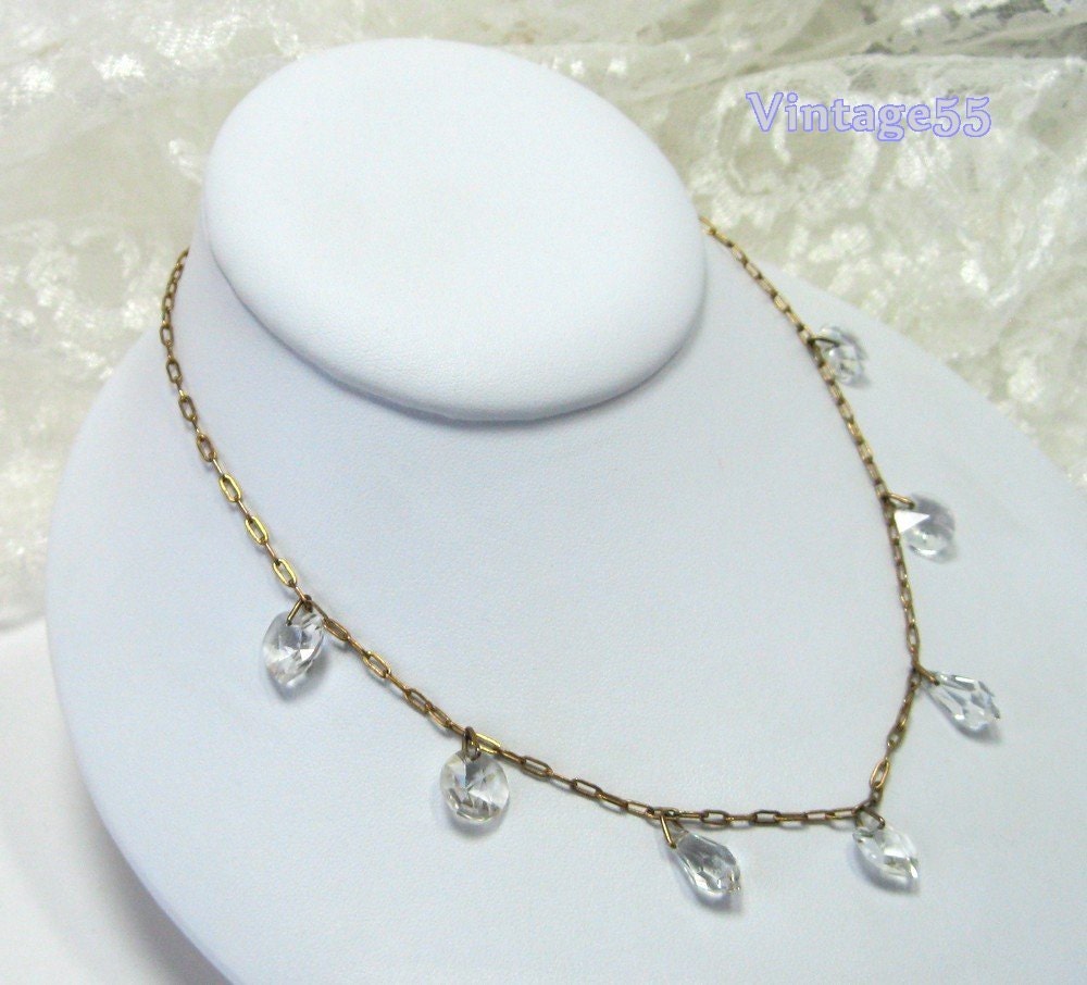 Vintage Necklace Glass Charm Drop
