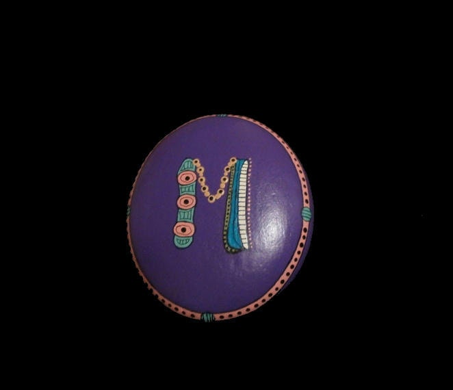 Hand Painted Inital Rock - Letter "M"