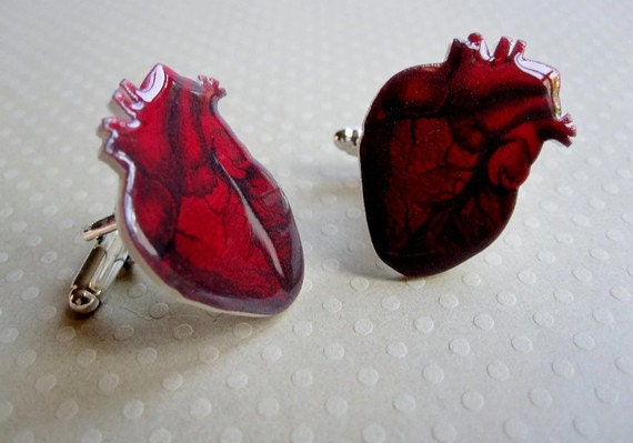 Anatomical Heart Cuff links Cufflinks Anatomy by TheSpangledMaker Anatomical Heart Cuff links Cufflinks Anatomy by TheSpangledMaker