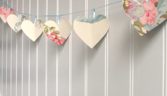 Heart Garland - Shabby Chic Garland - Upcycled Garland - Wedding Garland