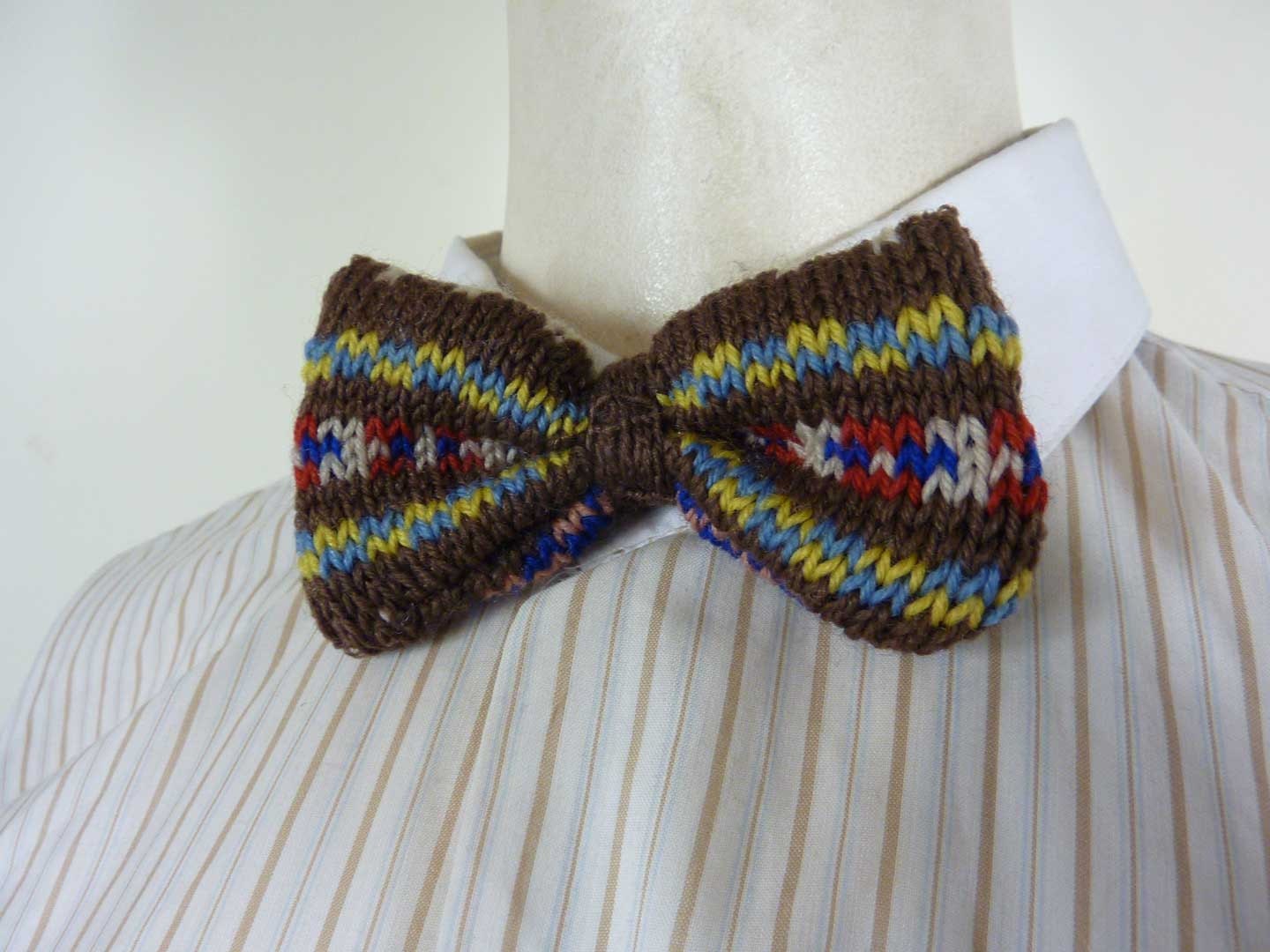 Wool Fair Isle Bow Tie From Vintage 1940s Wool Sweater