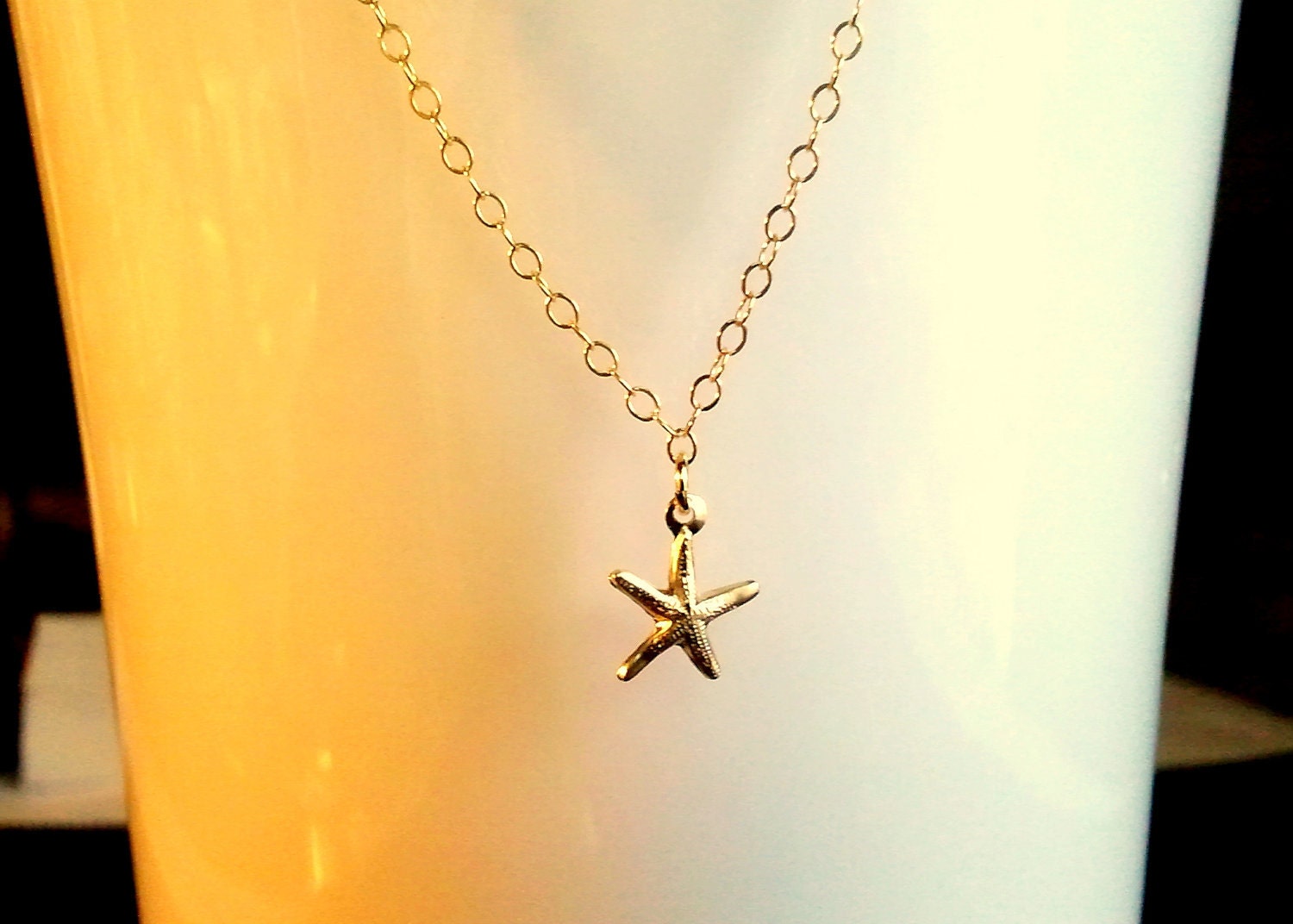 14k Gold Filled Tiny Starfish Charm Necklace - simple, modern, everyday jewelry