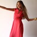 Peach Red Women Ruffles Dress, Red Summer Dress