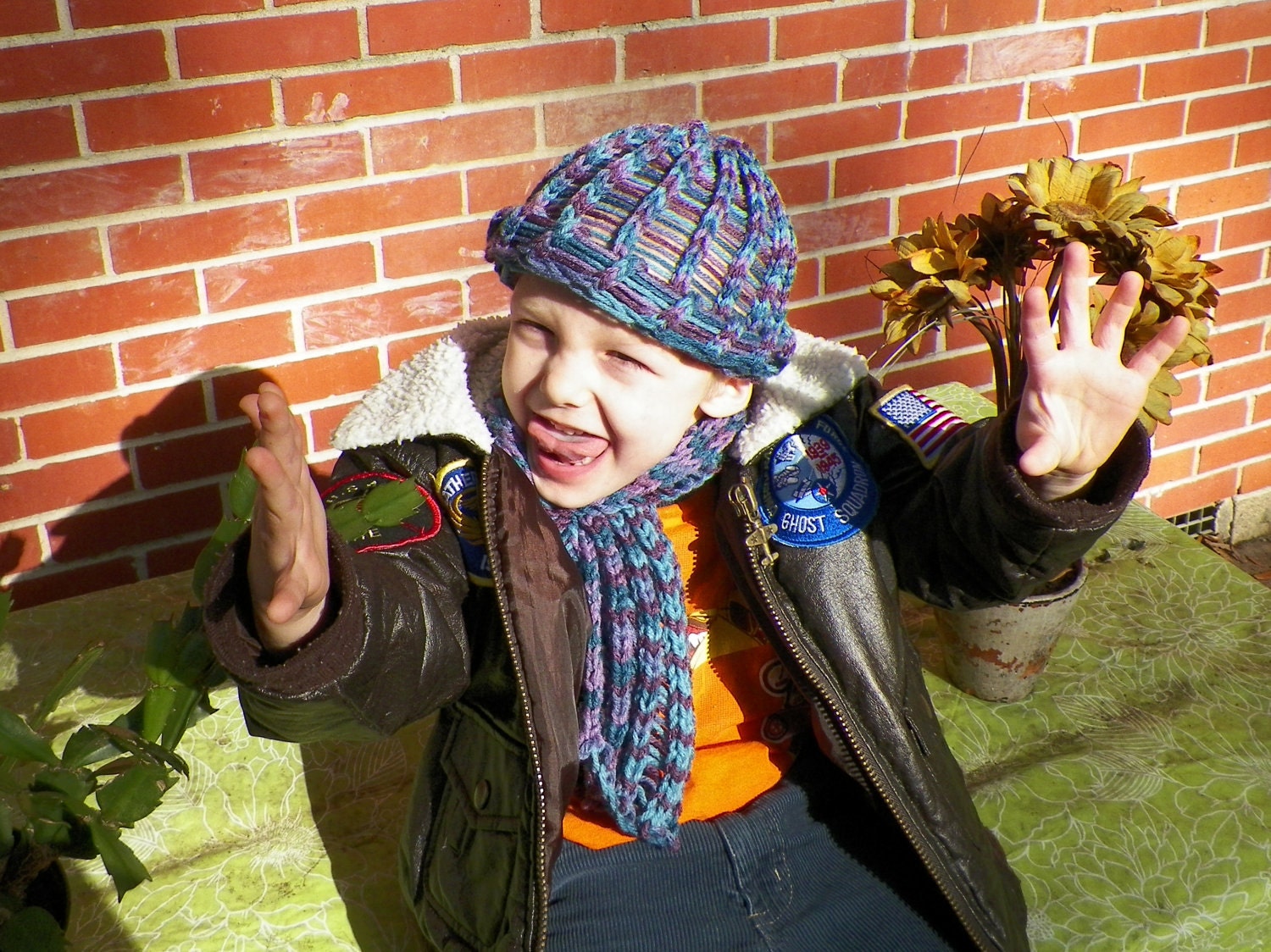 Children's Handmade Hat and Scarf Set Ages 3 - 6