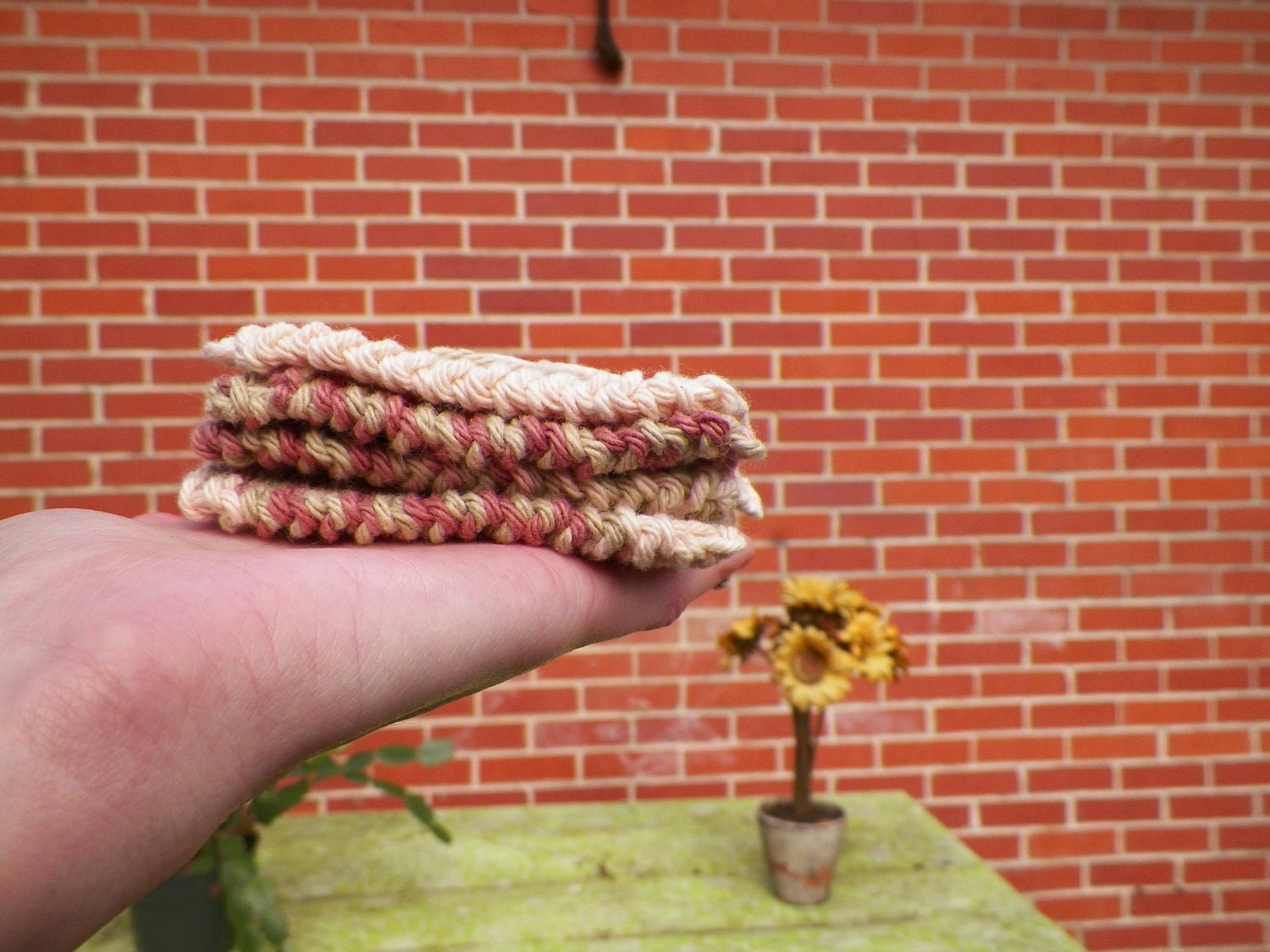 Earthtones set of 4 Handmade Knit Coasters