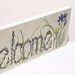 Wood Welcome Sign White with Wildflowers