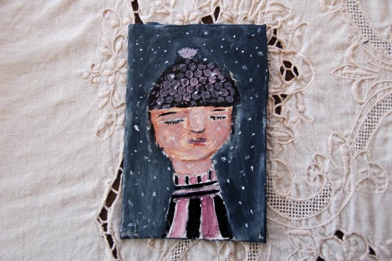 Harriet - original mixed media 4x6 painting