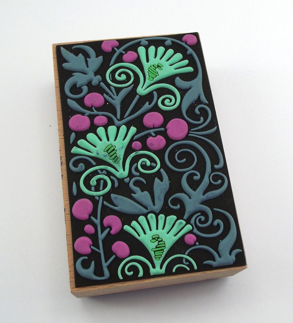 Ornate botanical floral stamp