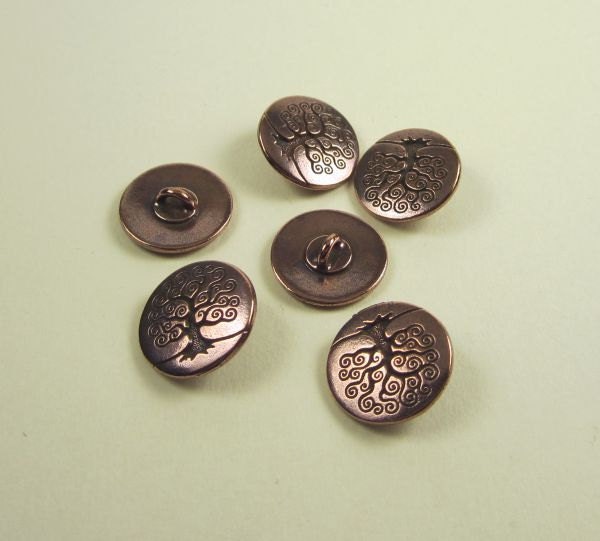 6 Tierracast Antique Copper Tree of Life Buttons