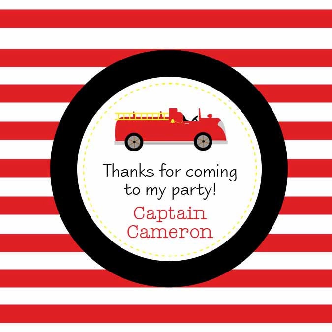 Firetruck Favor Tags