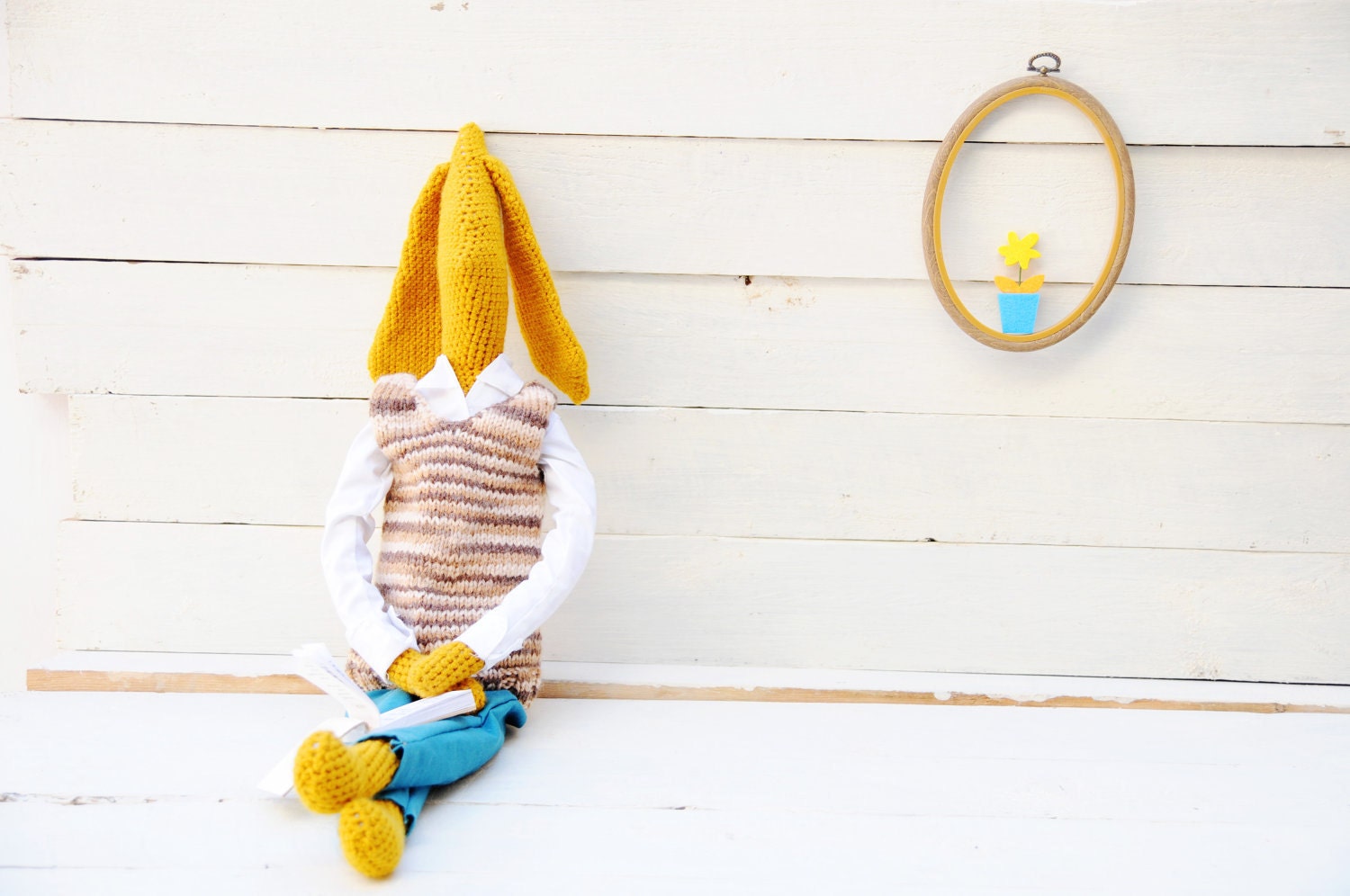 Handmade crochet  toy -yellow rabbit Philip