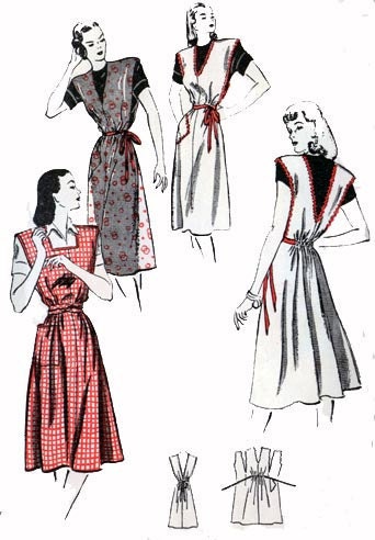Vintage 40s Butterick 3974 Quick and Easy Coverall Apron Size Med. 18-20