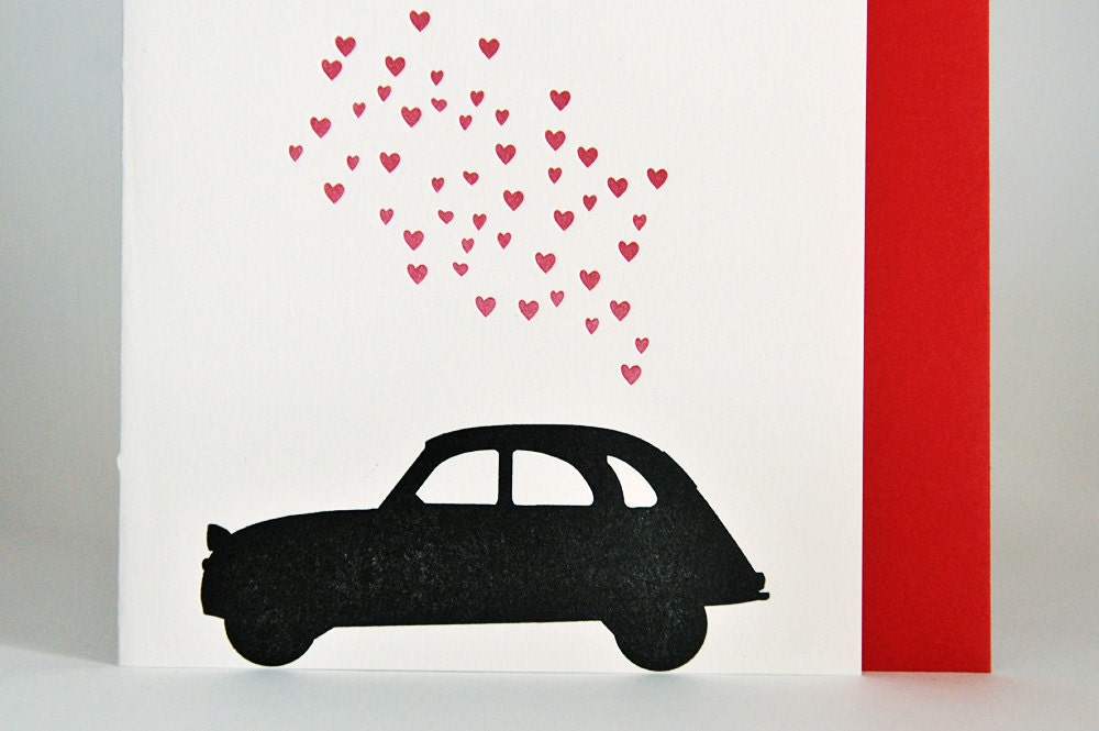 Deux Chevaux Love Letterpress Printed Card