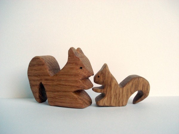 Mama and Baby Squirrel - Oak- One Mama and One Baby- Waldorf Style