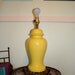 Tall yellow ceramic ginger jar modern urban asian retro hollywood recency mid century table desk lamp