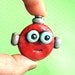Robot Face Brooch - Rustic Red and Blue - Geek Jewelry Gift - Clay, Wire, Paint