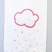 Rainy Day Towel - Handpainted Tea Towel - Neon pink cloud - Ready To Ship