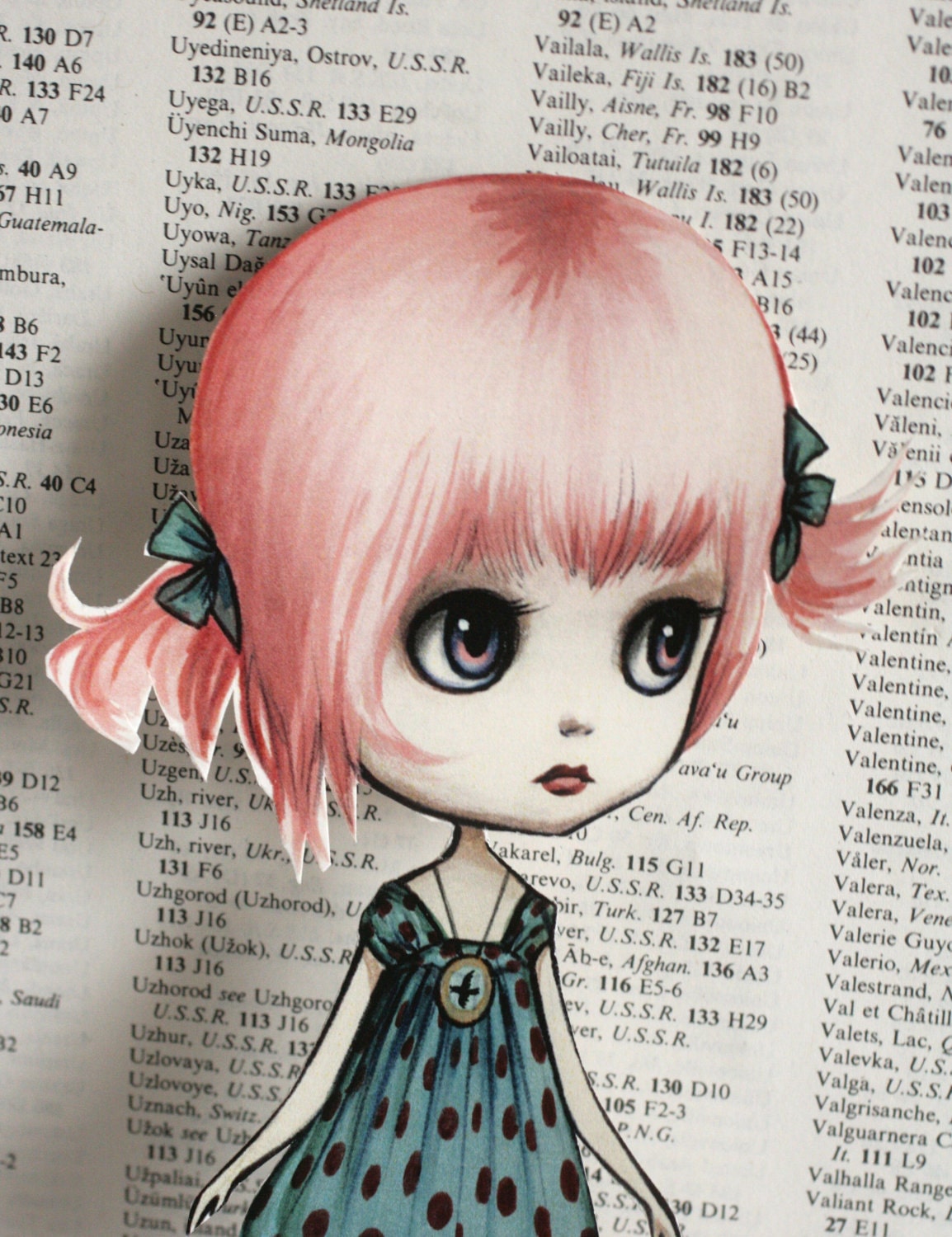Pinky Paperdoll - Full Color Blythe paper art doll - by Mab Graves