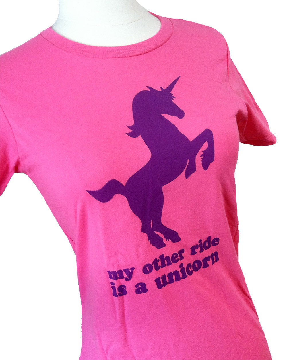 Pink Unicorn Shirt - My Order Ride is  Unicorn Print on a Pink Ladies T-shirt - (Sizes S, M, L, XL)
