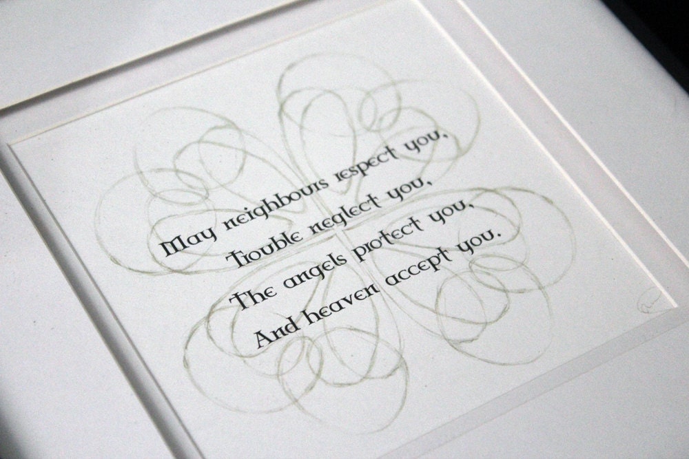 Irish Blessing - choice of 6 verses, or choose your own - Framed Print Picture - Double Matted Black Frame