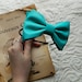 Serre tête petit Noeud de cuir Turquoise Daphné
