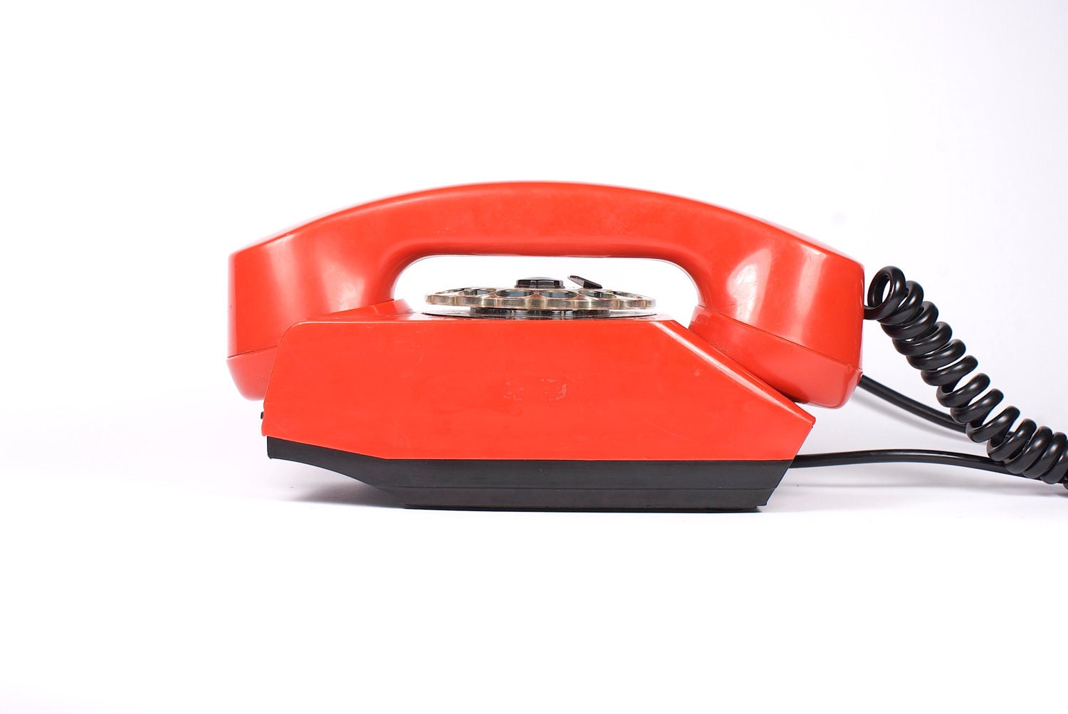 Retro red rotary telephone