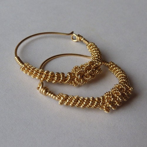 Triple Coiled Gold Hoops