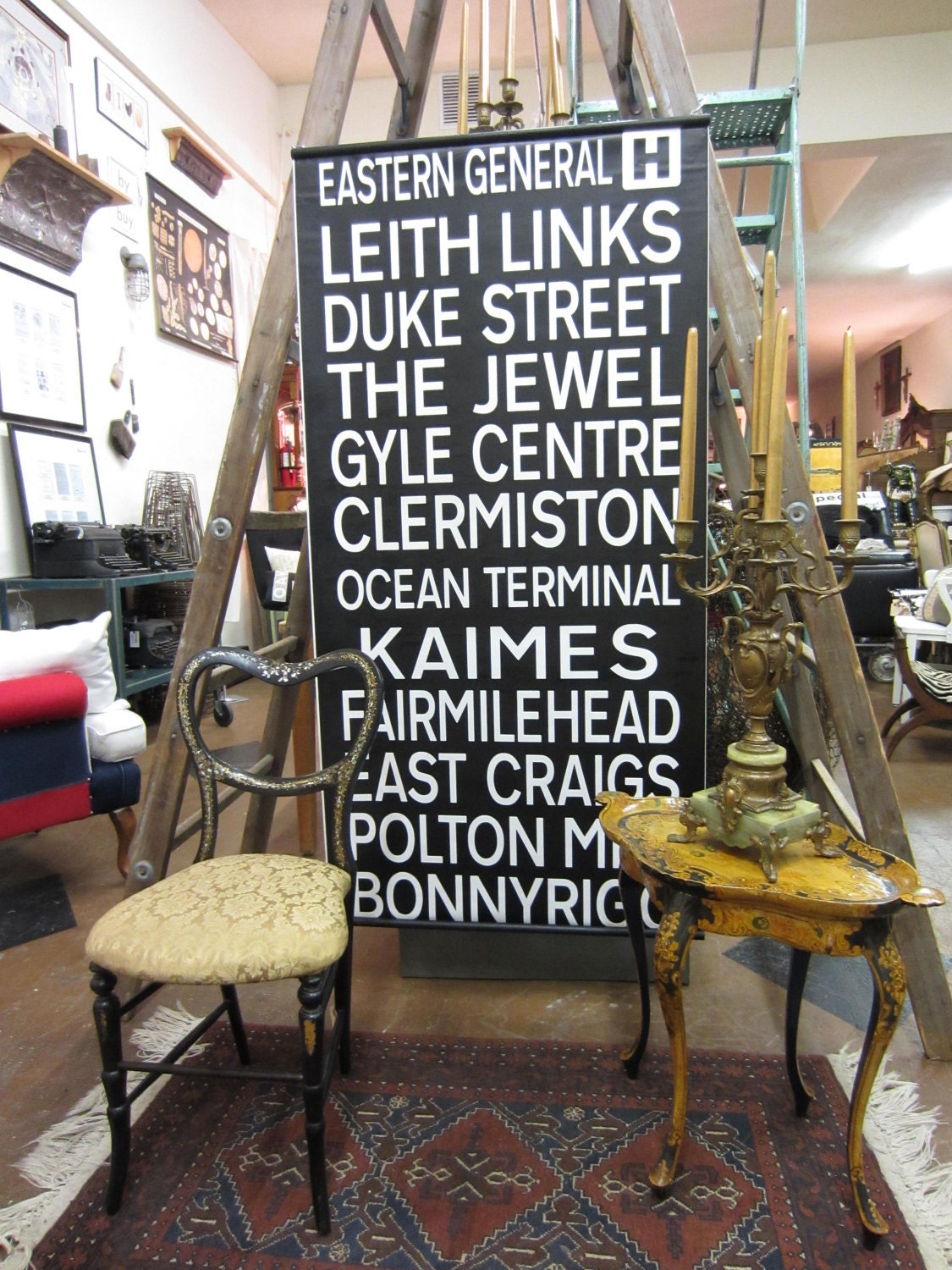 vintage scottish route sign. eastern general H to bonnyrigg.