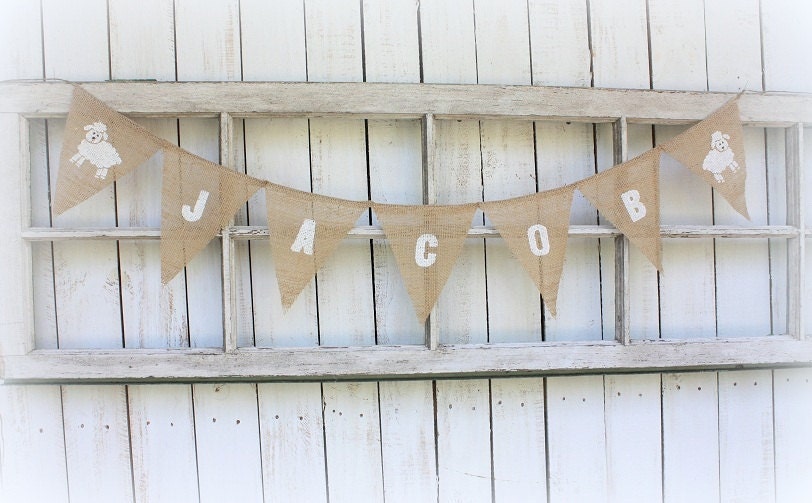 Baby Banner with lambs personalized with your child's name